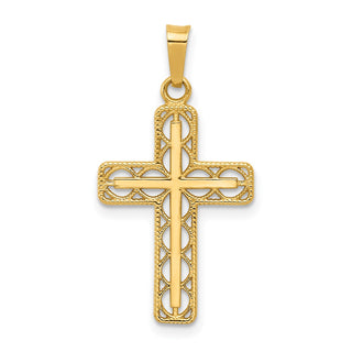 14k Yellow Gold Polished Filigree Cross Pendant XR1561