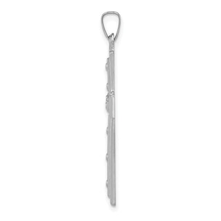 14k White Gold Polished and Satin with Dots Cross Pendant