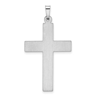 14k White Gold Polished and Satin with Dots Cross Pendant