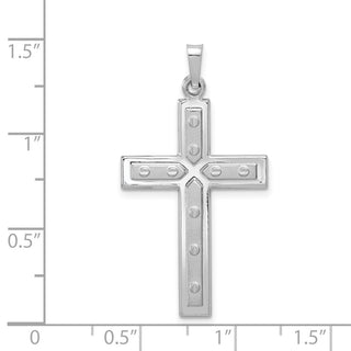 14k White Gold Polished and Satin with Dots Cross Pendant
