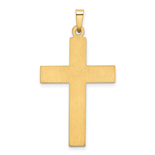 14k Yellow Gold and Rhodium Polished and Satin Cross Pendant