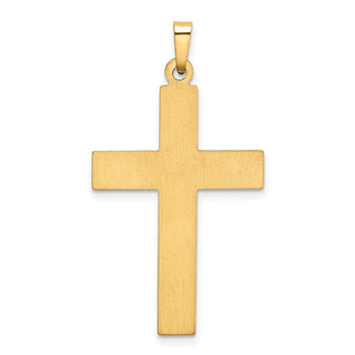 14k Yellow Gold and Rhodium Polished and Satin Cross Pendant
