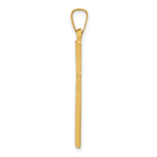 14k Yellow Gold Polished Lattice Textured Cross Pendant