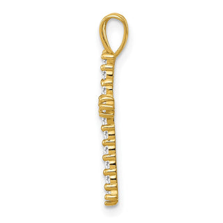 14k Yellow Gold Polished Cubic Zirconia Cross Pendant