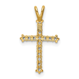 14k Yellow Gold Polished Cubic Zirconia Cross Pendant