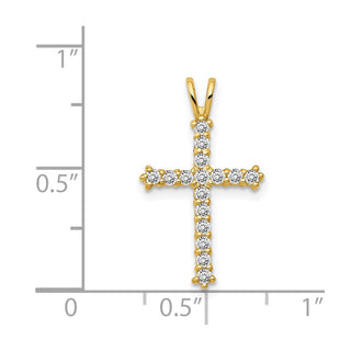 14k Yellow Gold Polished Cubic Zirconia Cross Pendant