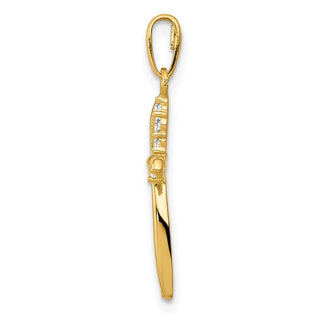 14K Yellow Gold Polished CZ Cross Charm