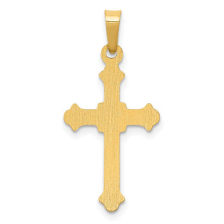 14k Yellow Gold Polished Fleur De Lis Cross Pendant XR1590