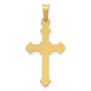 14k Yellow Gold Polished Fleur De Lis Cross Pendant XR1590