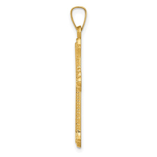 14k Yellow Gold Polished Fleur De Lis Cross Pendant XR1596