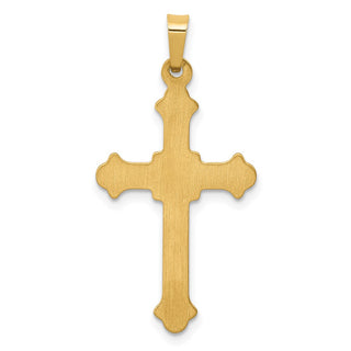 14k Yellow Gold Polished Fleur De Lis Cross Pendant XR1596