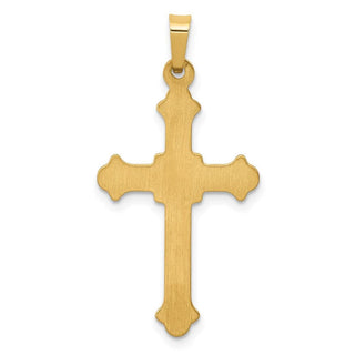 14k Yellow Gold Polished Fleur De Lis Cross Pendant XR1596