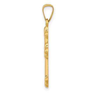 14k Yellow Gold Polished Budded Cross Pendant XR1600