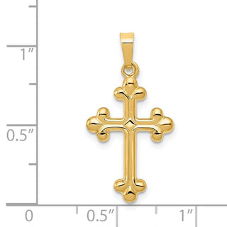 14k Yellow Gold Polished Budded Cross Pendant XR1600
