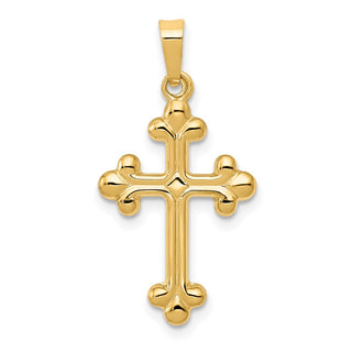 14k Yellow Gold Polished Budded Cross Pendant XR1600