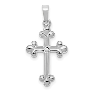 14k White Gold Polished Budded Cross Pendant XR1601