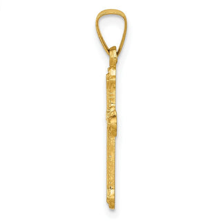 14k Yellow Gold Polished Small Fleur De Lis Cross Pendant