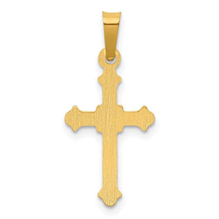14k Yellow Gold Polished Small Fleur De Lis Cross Pendant