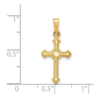 14k Yellow Gold Polished Small Fleur De Lis Cross Pendant