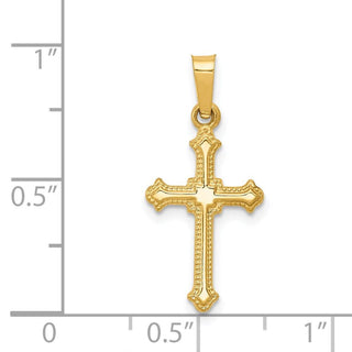 14k Yellow Gold Polished Small Fleur De Lis Cross Pendant
