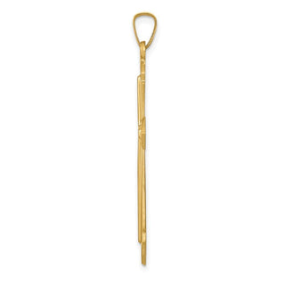 14k Yellow Gold Polished and Satin Passion Cross Pendant