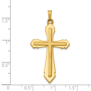 14k Yellow Gold Polished and Satin Passion Cross Pendant