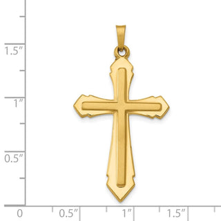 14k Yellow Gold Polished and Satin Passion Cross Pendant