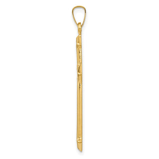 14k Yellow Gold and Rhodium Polished and Textured Passion Cross Pendant