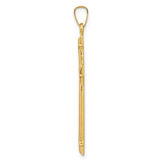 14k Yellow Gold and Rhodium Polished and Textured Passion Cross Pendant