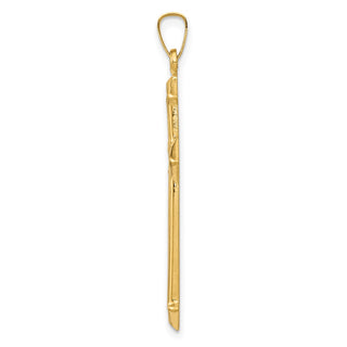 14k Yellow Gold and Rhodium Polished and Textured Passion Cross Pendant