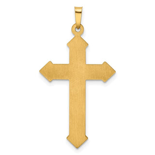 14k Yellow Gold and Rhodium Polished and Textured Passion Cross Pendant
