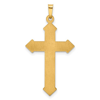 14k Yellow Gold and Rhodium Polished and Textured Passion Cross Pendant