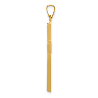 14k Yellow Gold and Rhodium Polished and Satin Cross with Dove Pendant