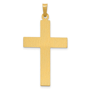14k Yellow Gold and Rhodium Polished and Satin Cross with Dove Pendant