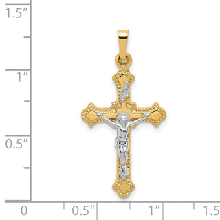 14k Yellow and White Gold Polished Inri Latin Crucifix Pendant XR1626