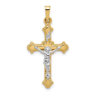 14k Yellow and White Gold Polished Inri Latin Crucifix Pendant XR1626