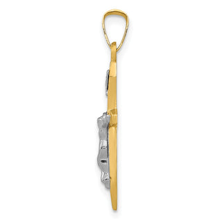 14k Yellow and White Gold Polished Inri Latin Crucifix Pendant XR1627