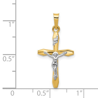 14k Yellow and White Gold Polished Inri Latin Crucifix Pendant XR1627