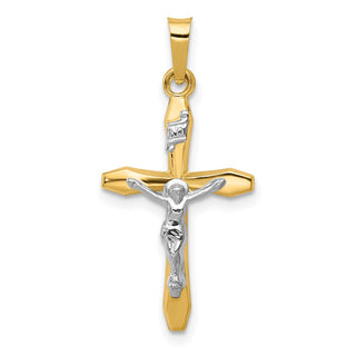 14k Yellow and White Gold Polished Inri Latin Crucifix Pendant XR1627