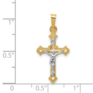 14k Yellow and White Gold Polished Inri Latin Crucifix Pendant XR1628