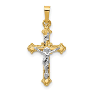 14k Yellow and White Gold Polished Inri Latin Crucifix Pendant XR1628