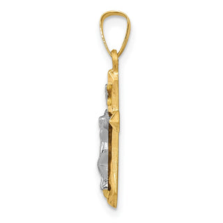 14k Two-tone Gold Polished INRI Crucifix Pendant XR1630