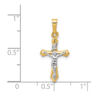 14k Two-tone Gold Polished INRI Crucifix Pendant XR1630
