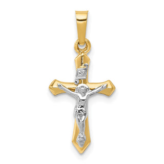 14k Two-tone Gold Polished INRI Crucifix Pendant XR1630