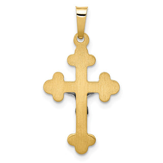 14k Yellow and White Gold Polished Budded Inri Latin Crucifix Pendant