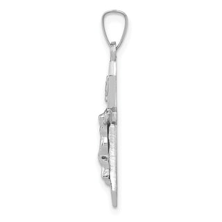 14k White Gold Polished Inri Crucifix Pendant XR1635