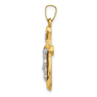 14k Two-tone Gold Polished INRI Crucifix Pendant XR1636