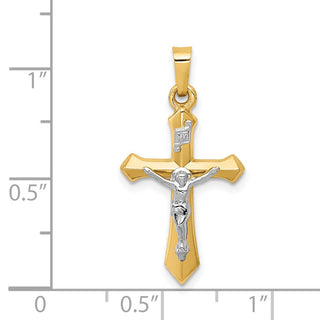 14k Two-tone Gold Polished INRI Crucifix Pendant XR1636