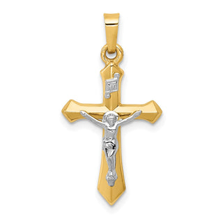 14k Two-tone Gold Polished INRI Crucifix Pendant XR1636