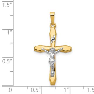14k Yellow and White Gold Polished Inri Latin Crucifix Pendant XR1637